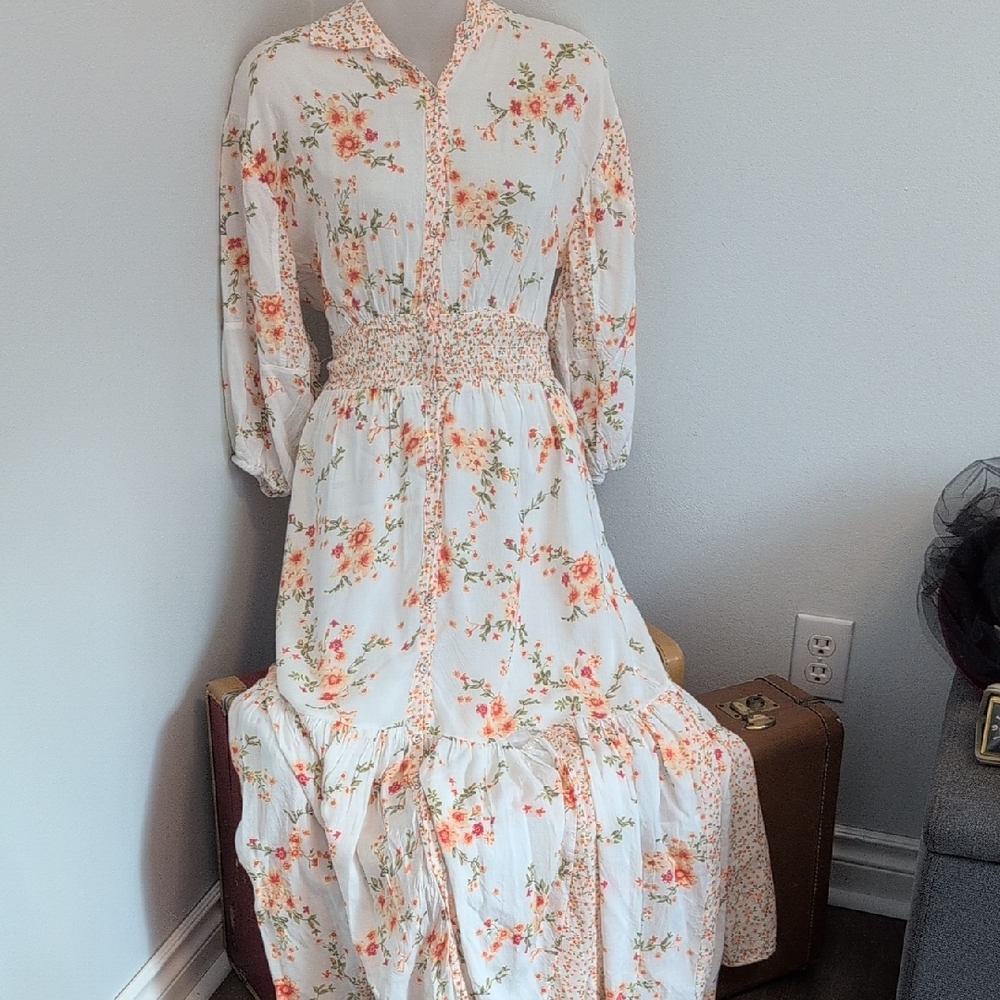 Floral White Maxi Dress